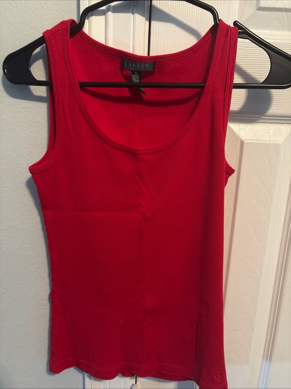 Lauren Ralph Lauren Red Ribbed Tank Top S